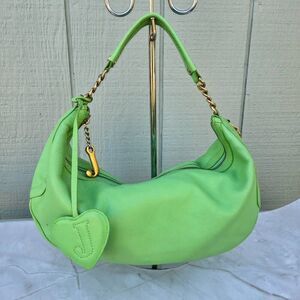 Juicy Couture Y2K Green Leather Hobo Vintage Shoulder Bag
